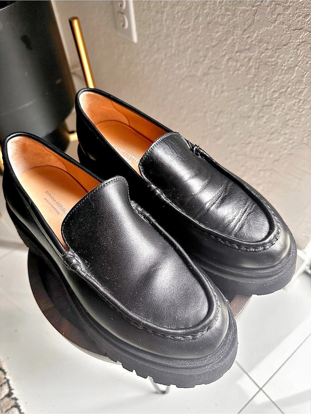Banana Republic Leather Lug-Sole Loafer Black Moccasins